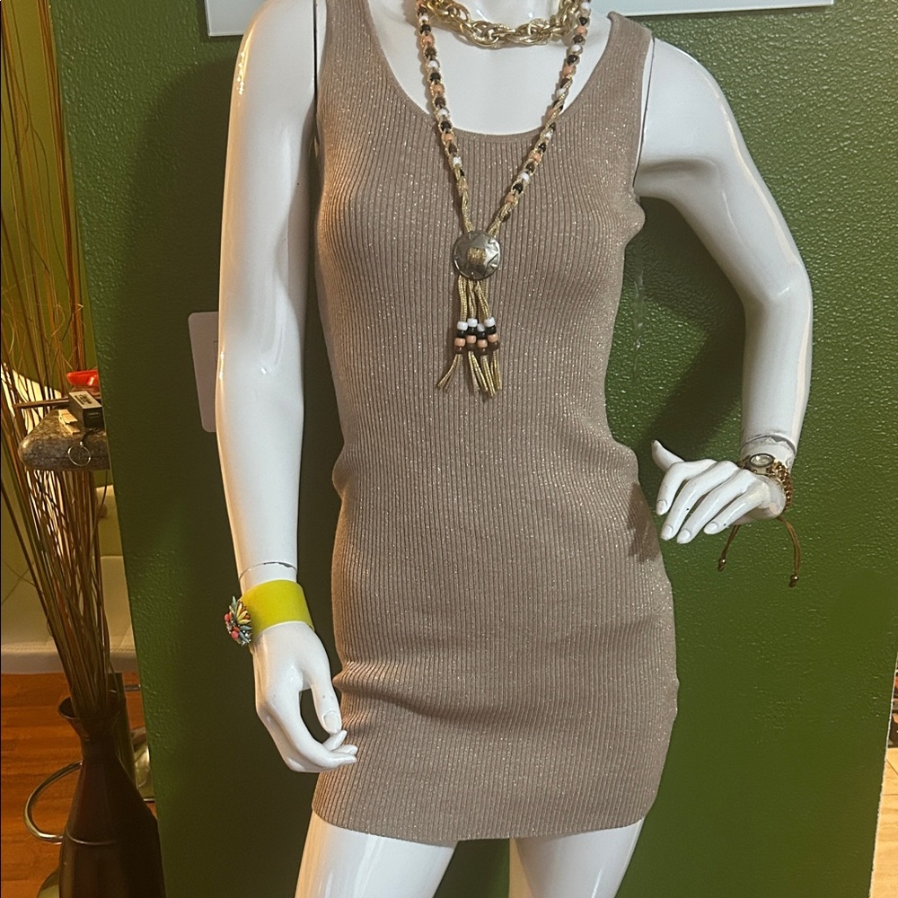 Almost Famous Tan optional Long Sleeve Dress. Winter don’t care!!offer!! - Picture 4 of 8